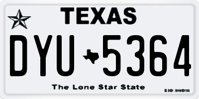 TX license plate DYU5364