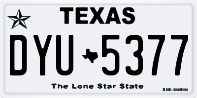 TX license plate DYU5377