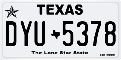 TX license plate DYU5378
