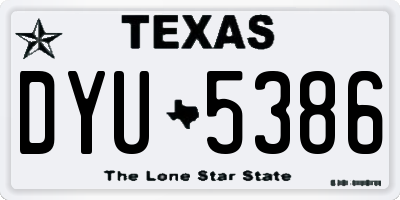 TX license plate DYU5386