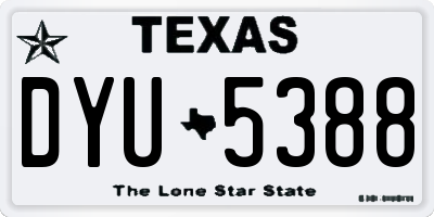 TX license plate DYU5388