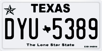 TX license plate DYU5389