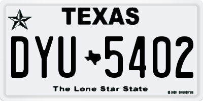 TX license plate DYU5402
