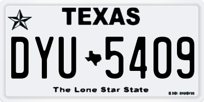 TX license plate DYU5409