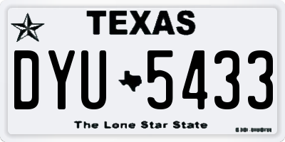 TX license plate DYU5433