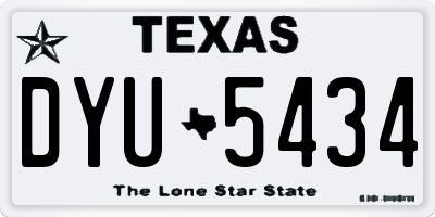 TX license plate DYU5434
