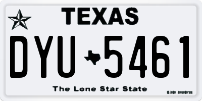 TX license plate DYU5461