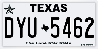 TX license plate DYU5462