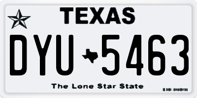 TX license plate DYU5463