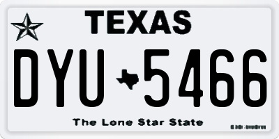 TX license plate DYU5466