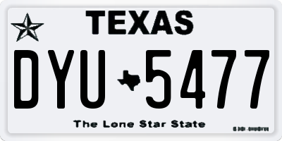 TX license plate DYU5477