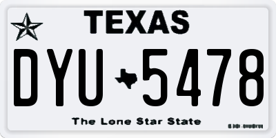 TX license plate DYU5478
