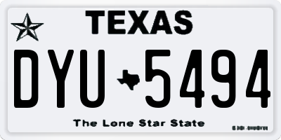 TX license plate DYU5494