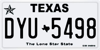 TX license plate DYU5498