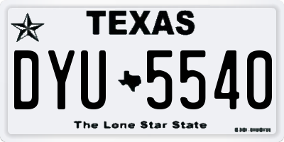 TX license plate DYU5540