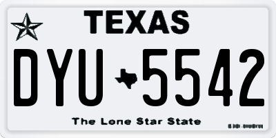 TX license plate DYU5542