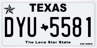 TX license plate DYU5581
