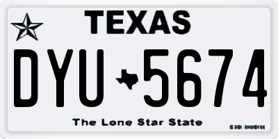 TX license plate DYU5674