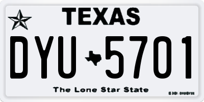 TX license plate DYU5701