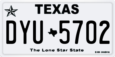 TX license plate DYU5702