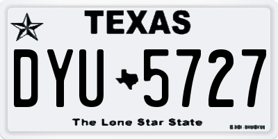 TX license plate DYU5727