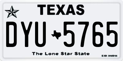 TX license plate DYU5765