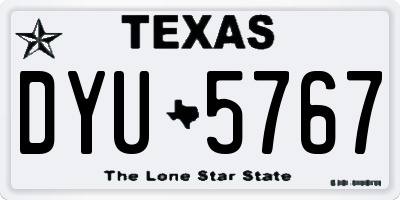TX license plate DYU5767