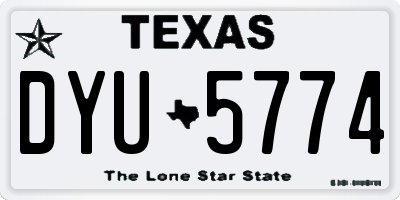 TX license plate DYU5774
