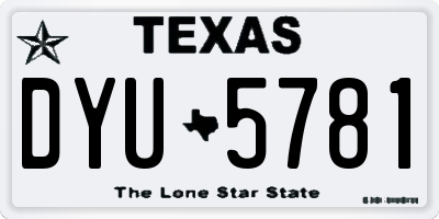 TX license plate DYU5781