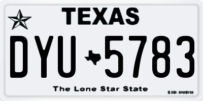 TX license plate DYU5783