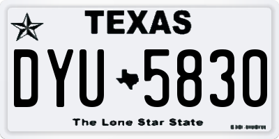 TX license plate DYU5830