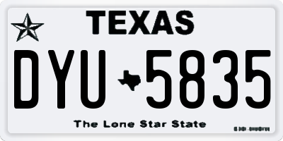 TX license plate DYU5835