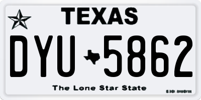 TX license plate DYU5862