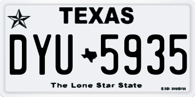 TX license plate DYU5935