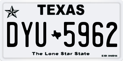 TX license plate DYU5962
