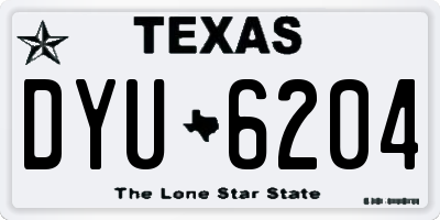 TX license plate DYU6204