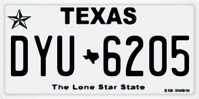 TX license plate DYU6205