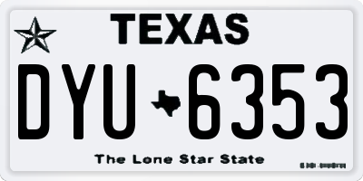TX license plate DYU6353