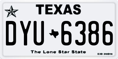 TX license plate DYU6386