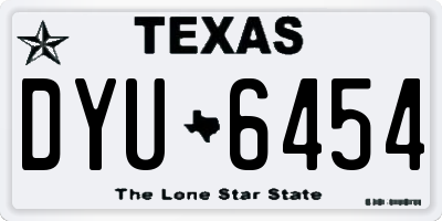 TX license plate DYU6454