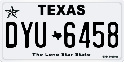 TX license plate DYU6458