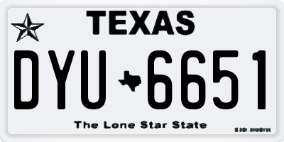 TX license plate DYU6651