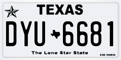TX license plate DYU6681