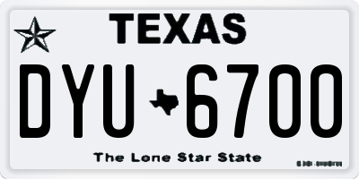 TX license plate DYU6700