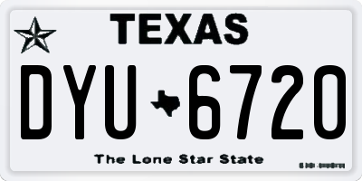 TX license plate DYU6720