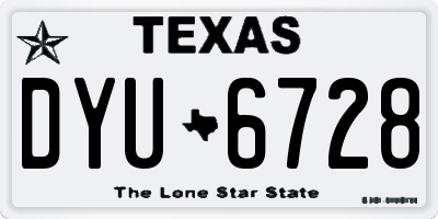 TX license plate DYU6728