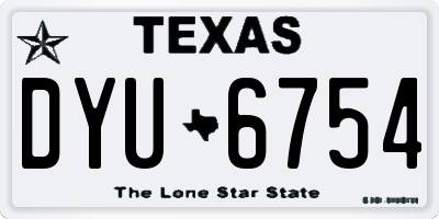 TX license plate DYU6754