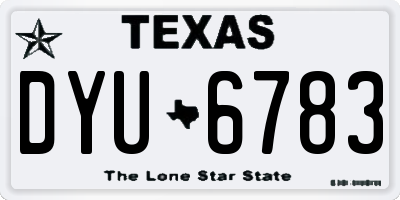 TX license plate DYU6783