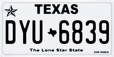 TX license plate DYU6839