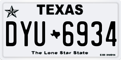 TX license plate DYU6934